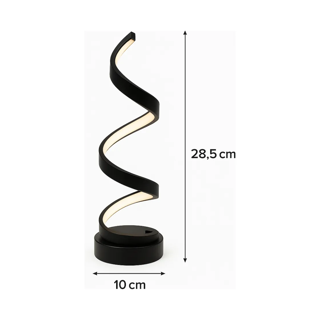 Lampara De Mesa Luz Led Espiral 3 Tonos Blanco Niveles Luz Negro