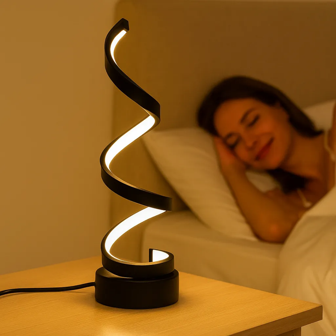 Lampara De Mesa Luz Led Espiral 3 Tonos Blanco Niveles Luz Negro