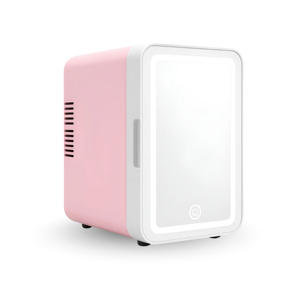 Mini Refrigerador De Maquillaje Con Espejo Y Luz Led 4l Rosa