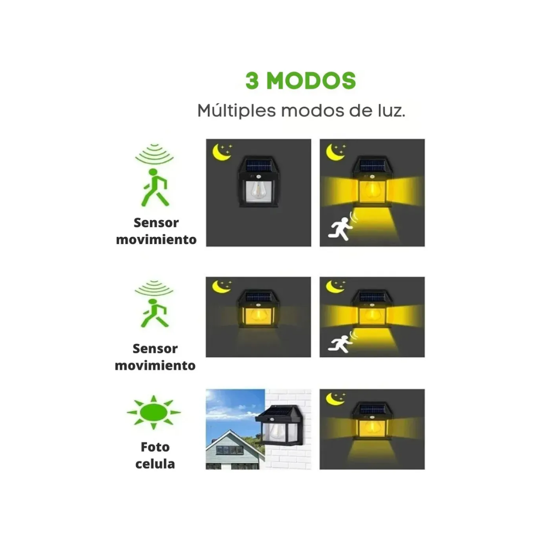 Farol Solar LED Exterior con Sensor de Movimiento Impermeable