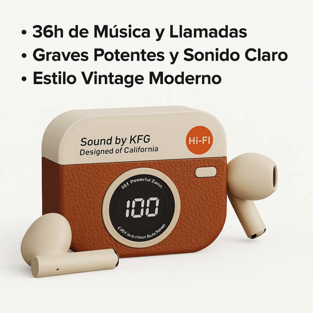 Auriculares Inalámbricos Bluetooth 5.4 Retro Tws Alta Calida Verde