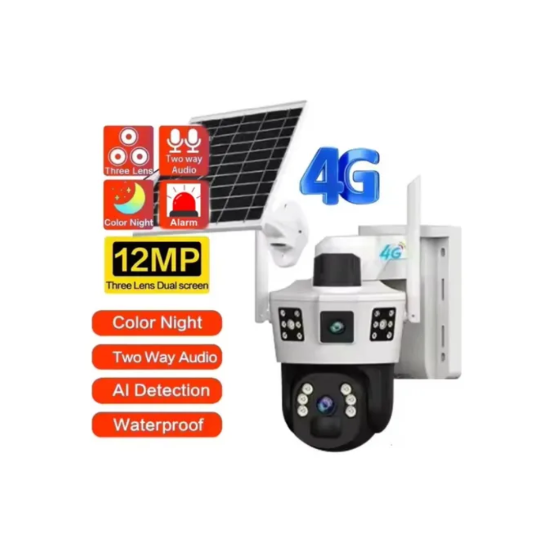 Cámara Solar 4g Seguridad Exterior Con Memoria 64gb Negro/blanco