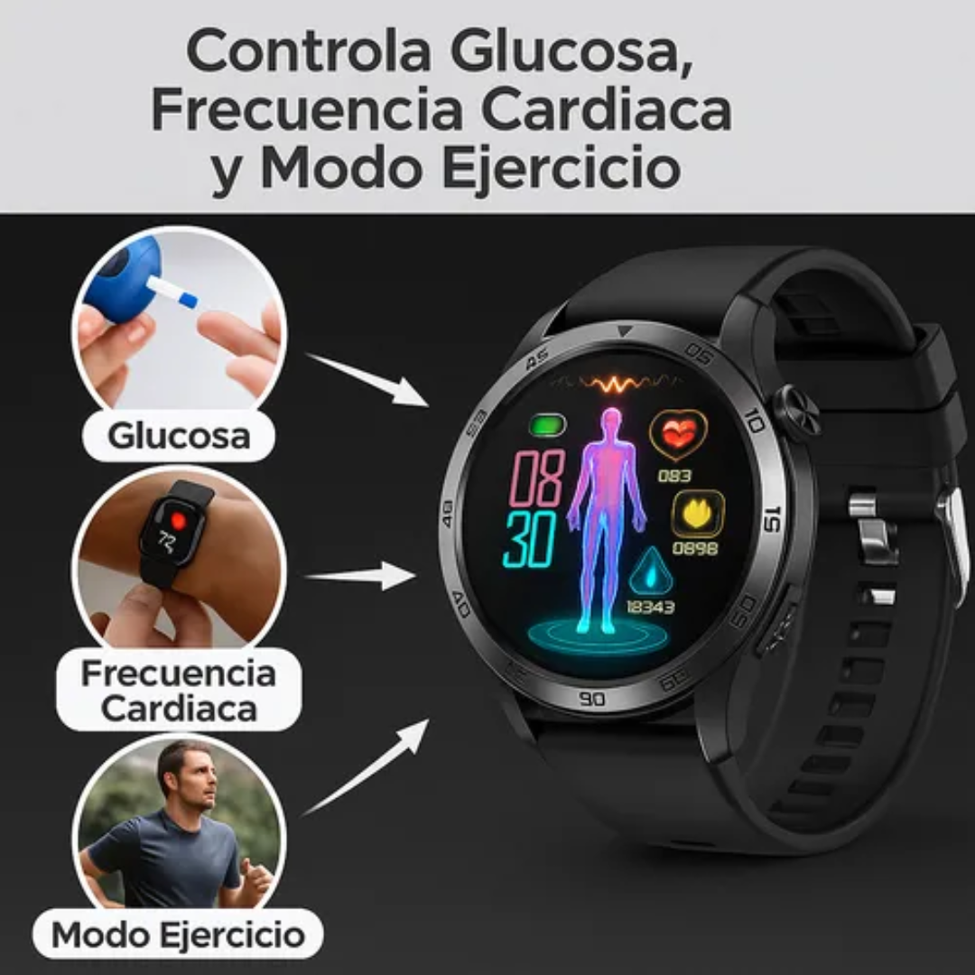 Reloj Inteligente Smartwatch Glucosa Control De Salud Ecg