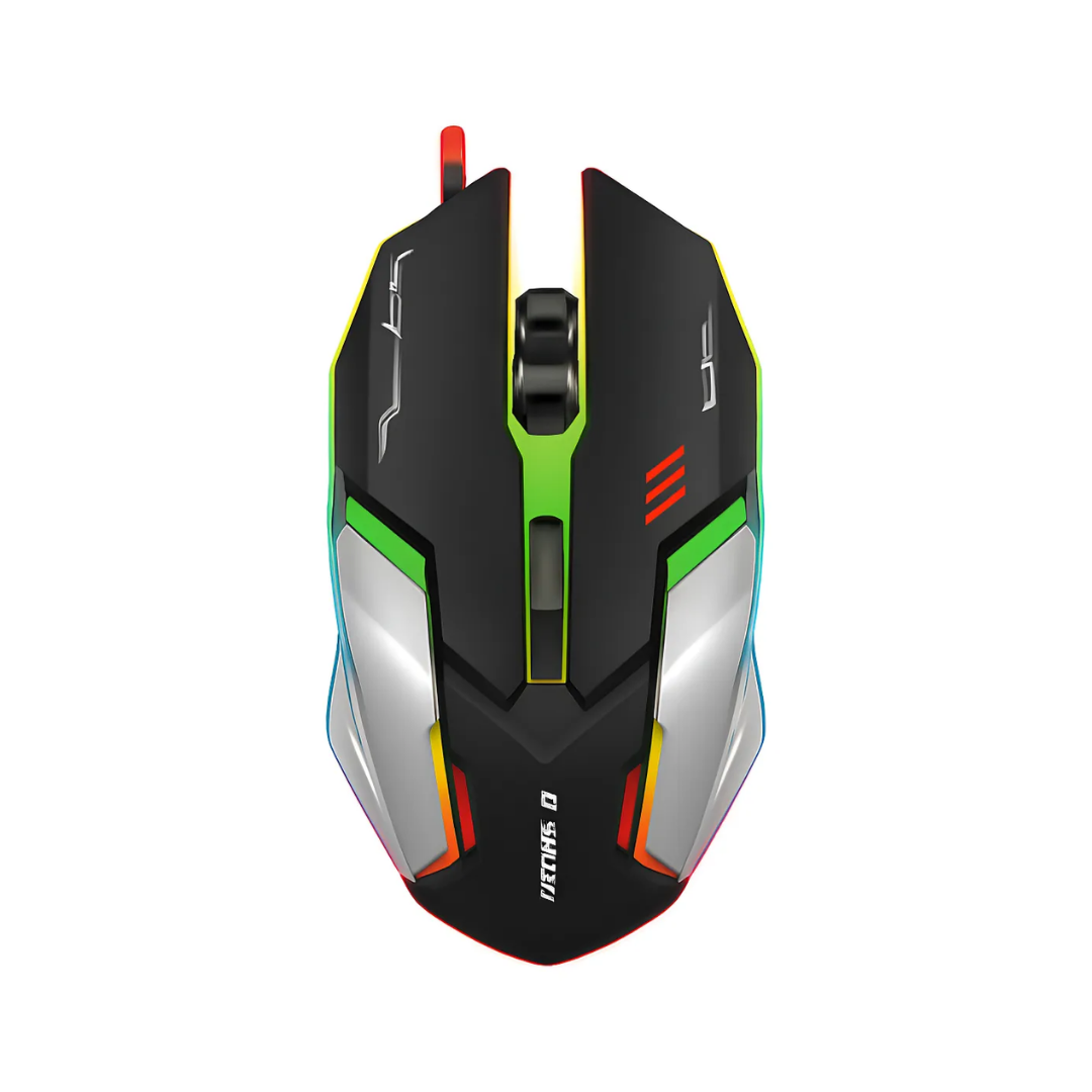 Mouse Gamer USB 3200 DPI con Luz RGB Ergonómico