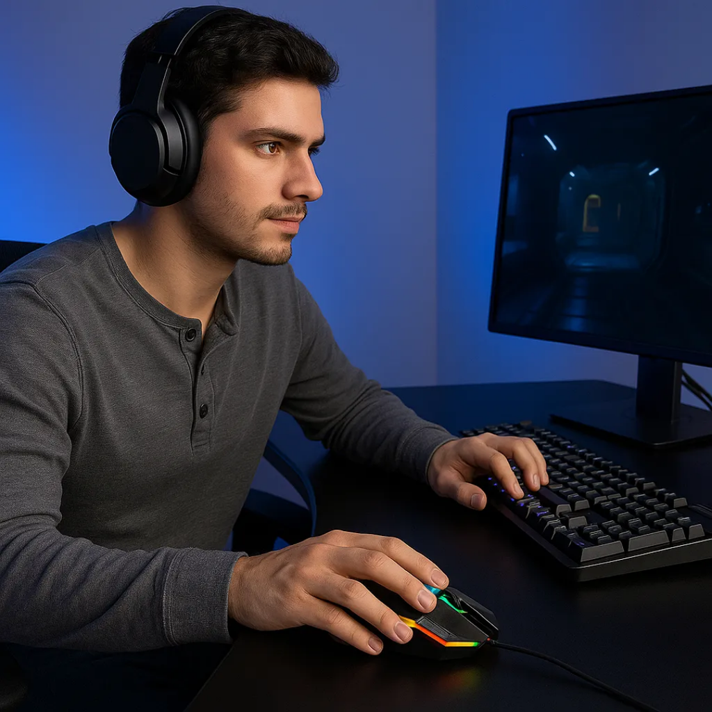 Mouse Gamer USB 3200 DPI con Luz RGB Ergonómico