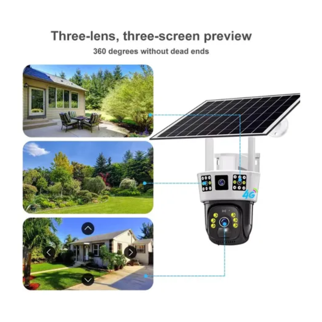 Cámara Solar 4g Seguridad Exterior Con Memoria 64gb Negro/blanco
