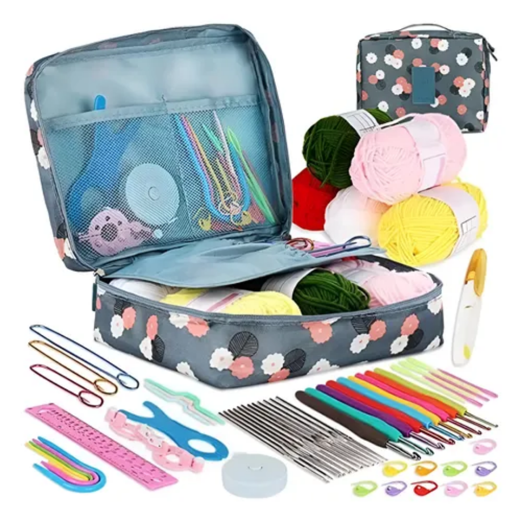 Completo Set Agujas Crochet Tejido Accs Lana Estuche 59 Pzas