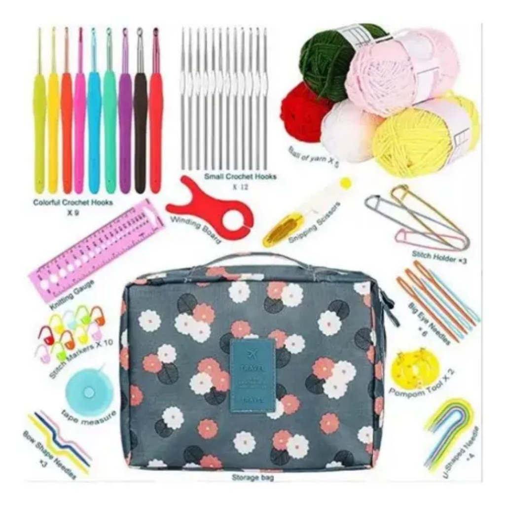 Completo Set Agujas Crochet Tejido Accs Lana Estuche 59 Pzas