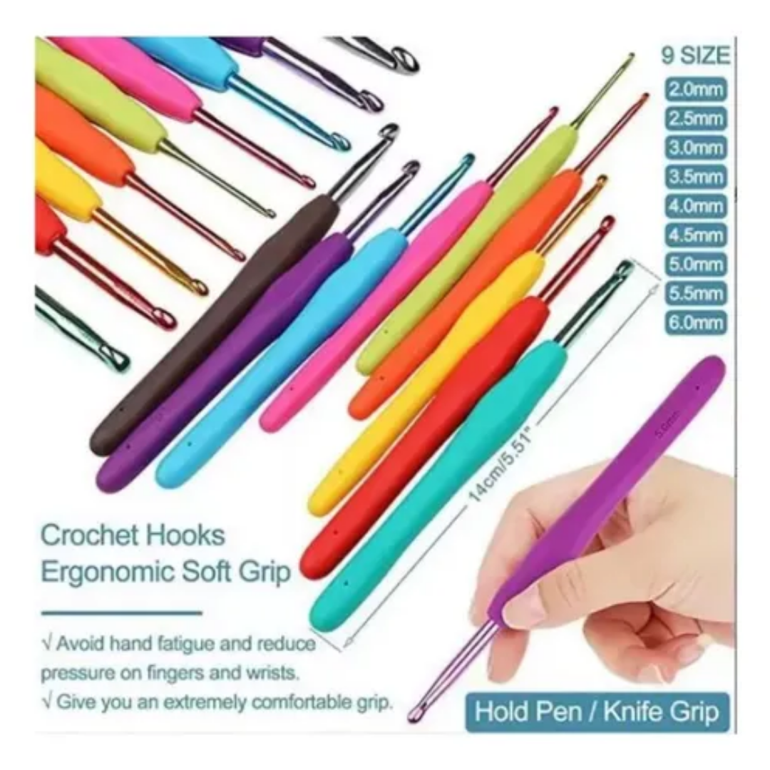 Completo Set Agujas Crochet Tejido Accs Lana Estuche 59 Pzas