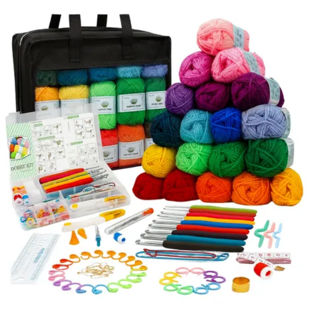 Set De Crochet/ Tejer 40 Ovillos Con Bolso De Regalo