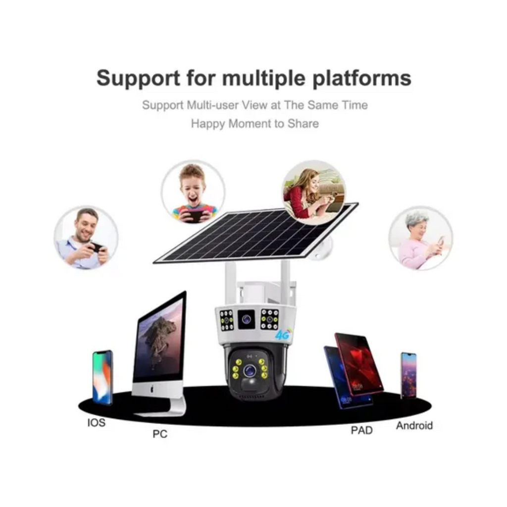 Cámara Solar 4g Seguridad Exterior Con Memoria 64gb Negro/blanco