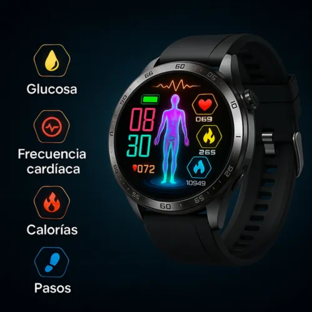 Reloj Inteligente Smartwatch Glucosa Control De Salud Ecg