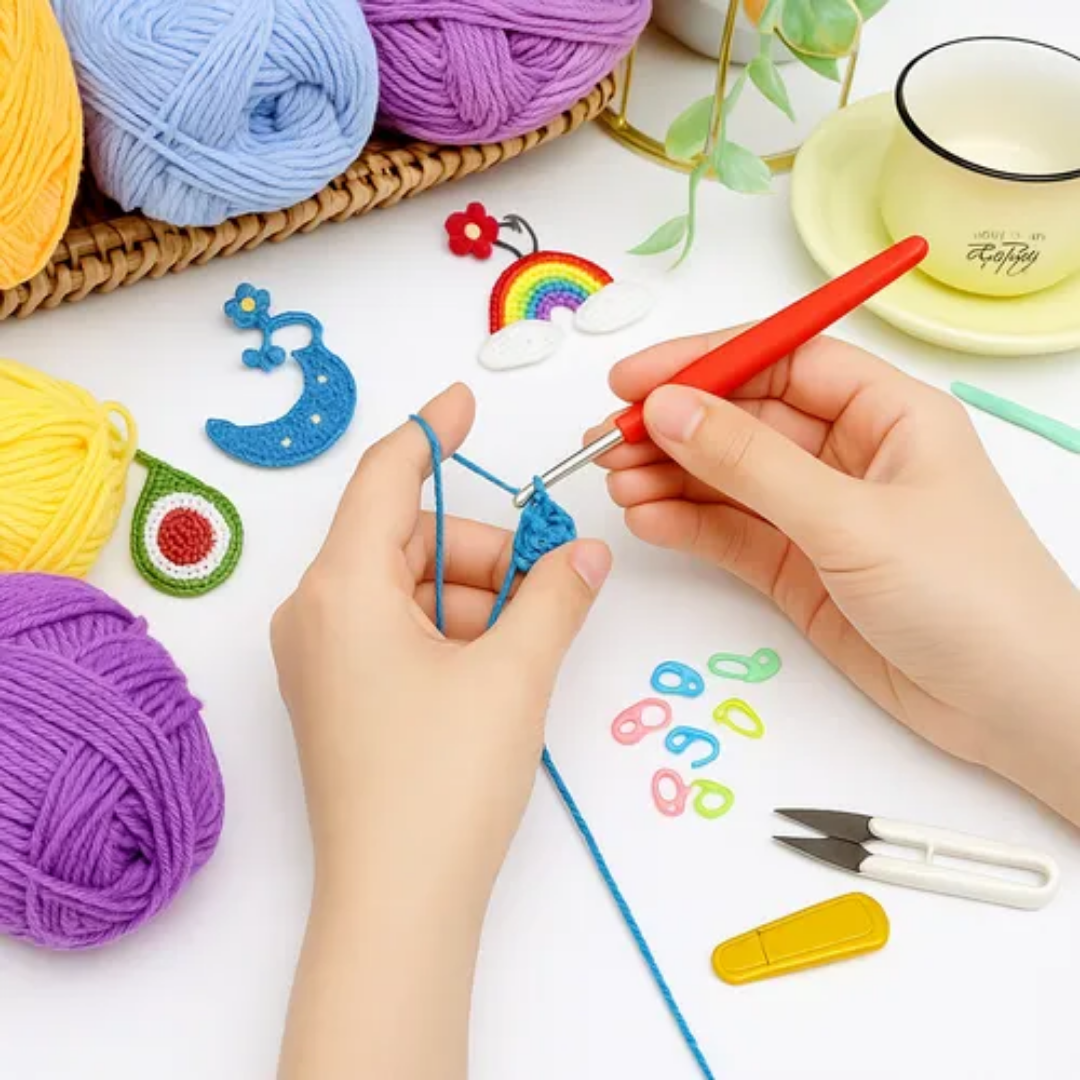 Set De Crochet/ Tejer 40 Ovillos Con Bolso De Regalo