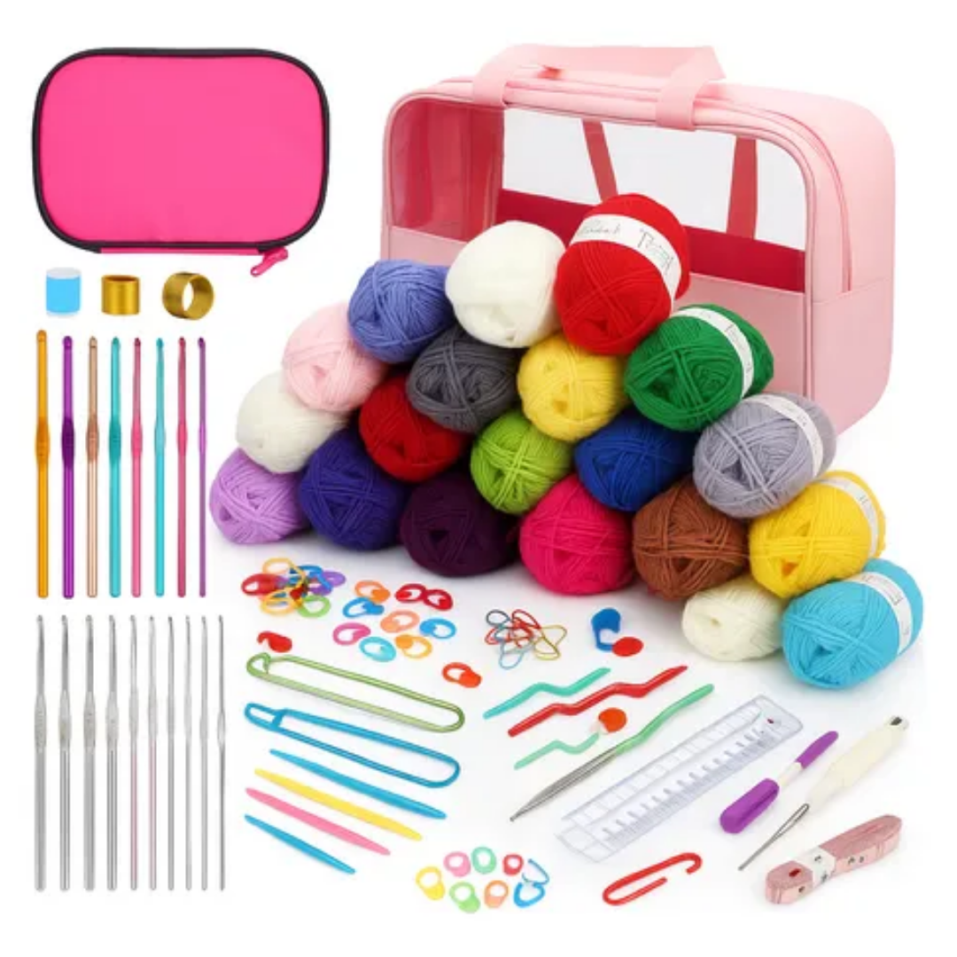 Kit De Crochet Tejer 24 Ovillos Con Bolso De Regalo