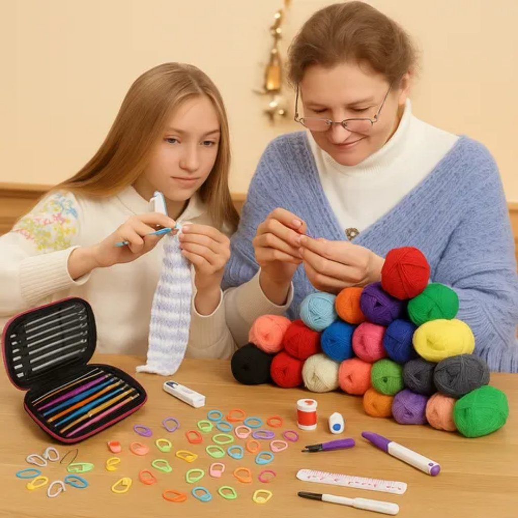 Kit De Crochet Tejer 24 Ovillos Con Bolso De Regalo