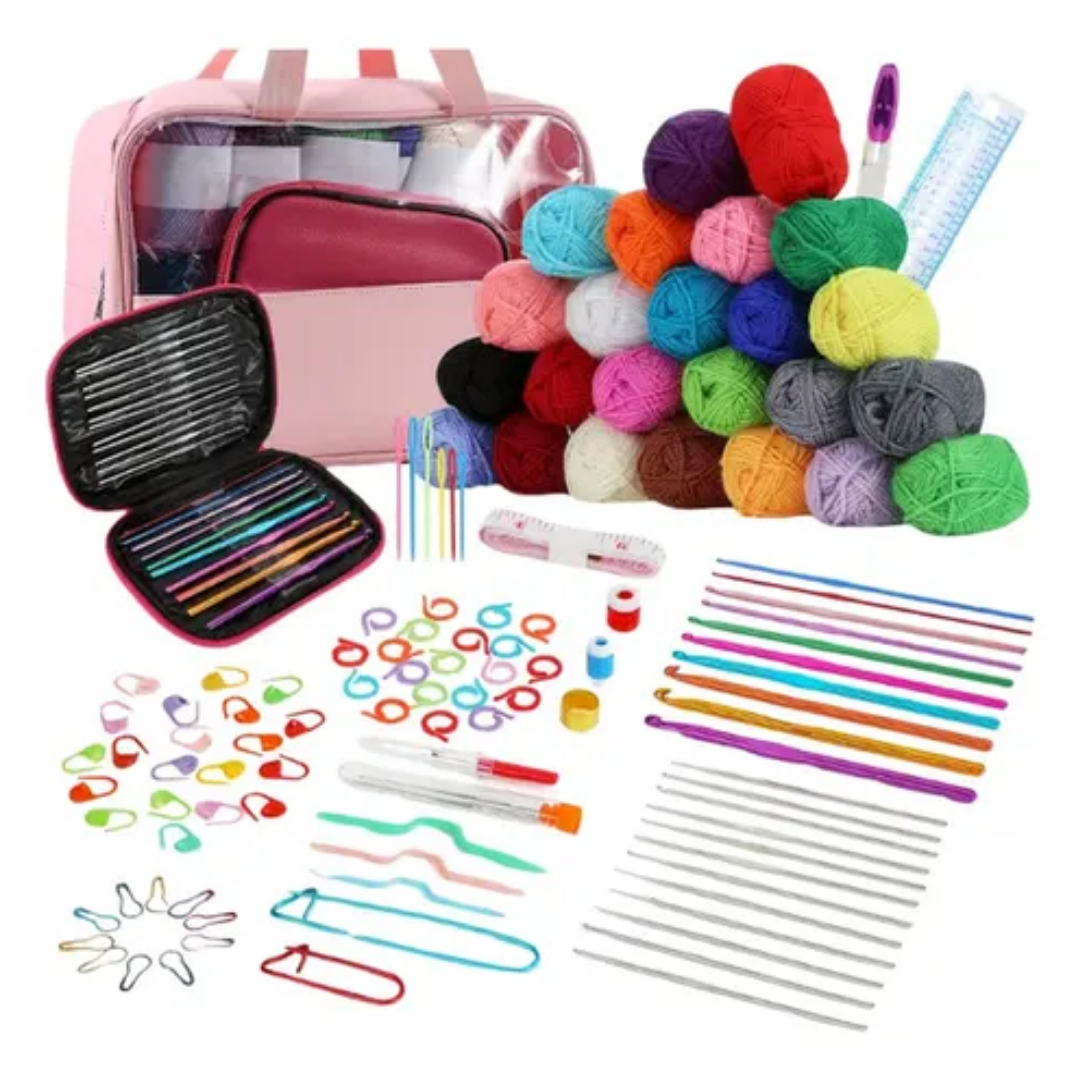 Kit De Crochet Tejer 24 Ovillos Con Bolso De Regalo