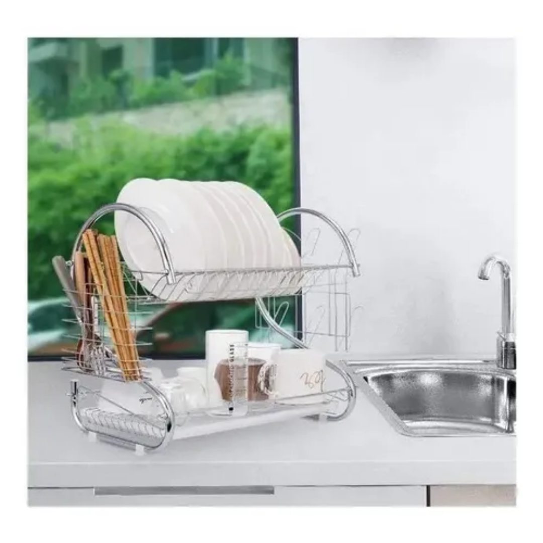 Escurridor De Platos Vasos Cubiertos Acero Cromado