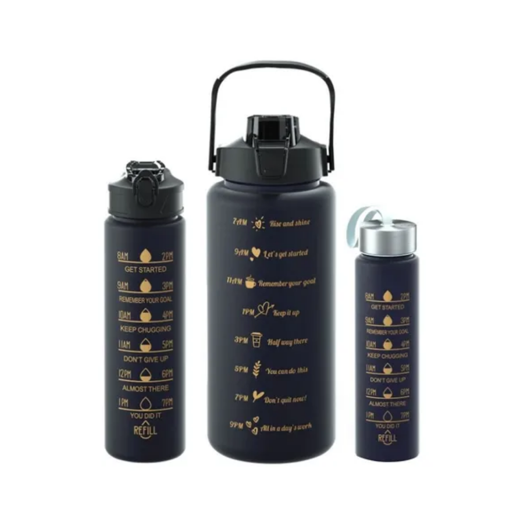 3 Botellas De Agua Motivacional 2l 900ml 300ml
