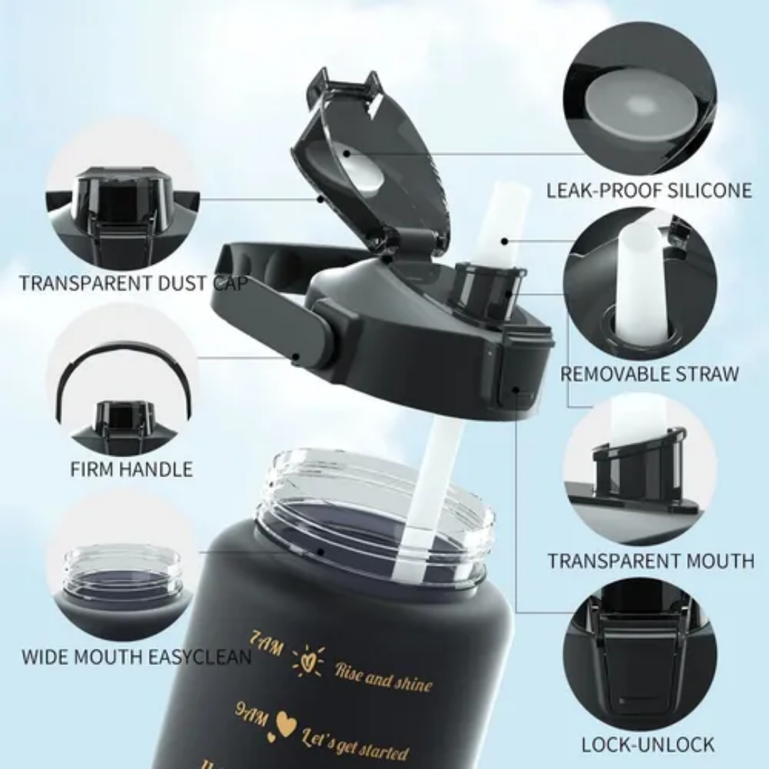 3 Botellas De Agua Motivacional 2l 900ml 300ml