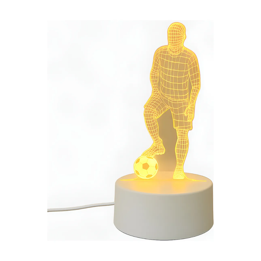 Lampara De Mesa Luz Led Usb 3d Luz Fría Caliente Futbolista Blanco Blanco